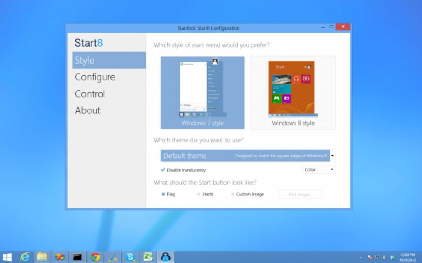 Стандартное меню пуск Windows 8
